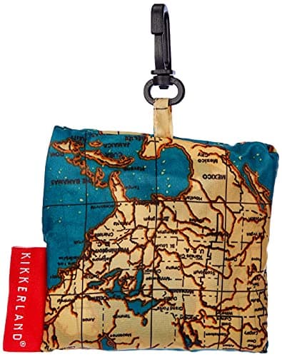 Kikkerland Travel-Size Laundry Bag, World Map Design Heavy Duty Laundry Bag, Polyester, Built-in Pouch, Inner Loop and Carabineer, Multicolor 41cm x 56cm — view 4