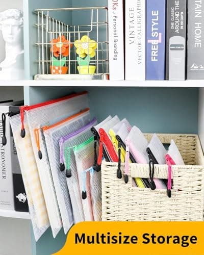 Plastic Zip Wallets Folders- 20Pcs Multi-Sizes Zip Lock Bags Plastic Folders Document Wallet Zip Pouches for School, Office, Travel, Home Storage, and Organizing Stationery. — view 3