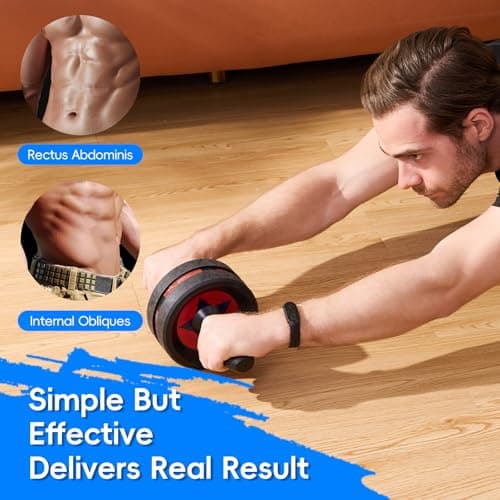 Ab Roller with Two Extra-Thick Non-Slip Knee Mat for Core Abs Rollout — view 3