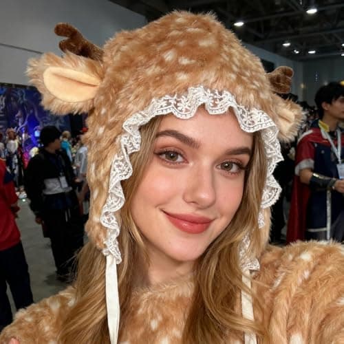 Plush Hat Antler Print Costume Accessory — view 2