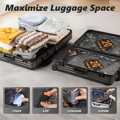 Travel Vacuum Bags with Cordless Electric Pump, 16 Pack Compression Packing Cubes for Clothing Clothes, Luggage Suitcase Organizer, Space Saver Vacation Cruise Travel Essentials — view 2