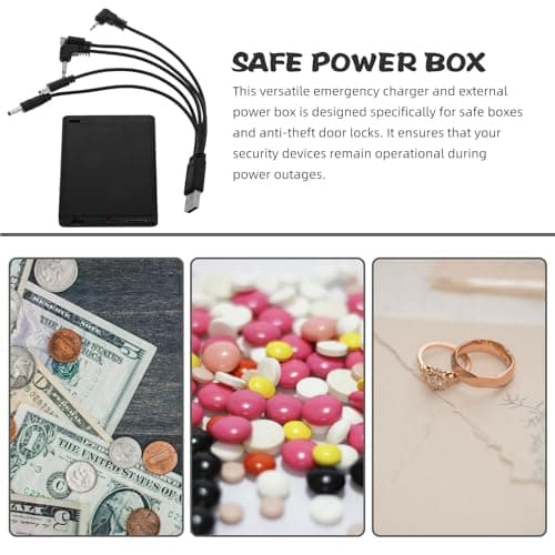 Safe Box Backup Battery Power Supply for Door Lock, Black Plastic — view 3