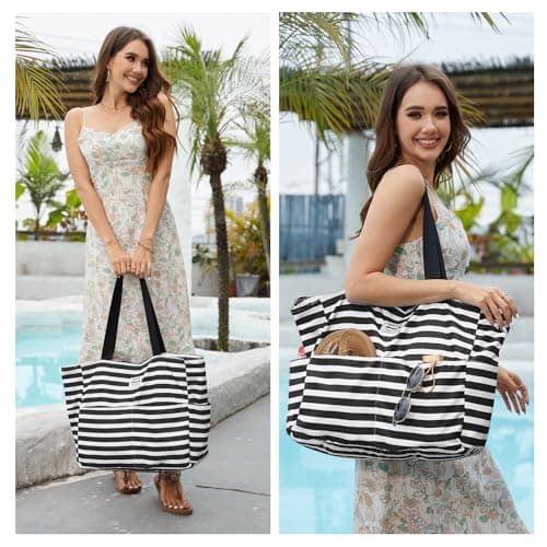HOMESPON Large Waterproof Beach Bag for Women, Zippered Pool Tote — view 2