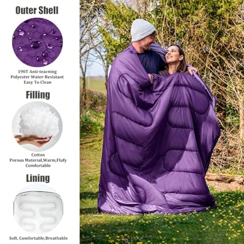 Double Sleeping Bag, Extra Large 3-4 Season Lightweight,Waterproof Indoor & Outdoor Use for Adults & Kids, Premium Sleeping bag for Hiking, Backpacking and Camping (Purple) — view 4