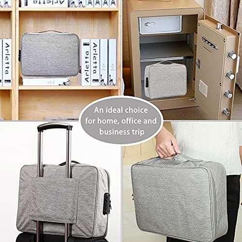 Safe Document Bag with Lock, Multi-Layer File Storage Box, Document Organizer Bag for Home Office Travel,Portable Storage Bag For Ipad,Cash,Jewelry,Passport,Certificates(Gray) — view 5
