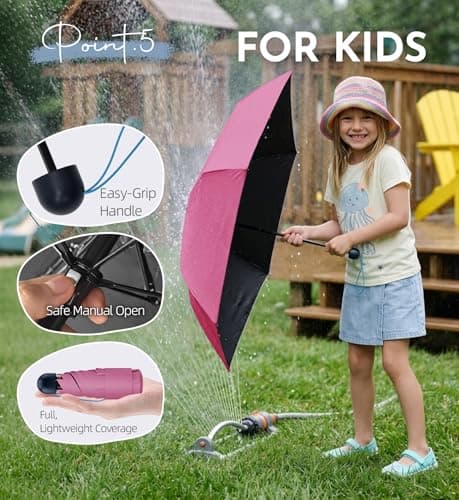 LILAC Compact Travel Umbrella for Purse, Mini Folding Pocket Parasol with Windproof Absorbent Sleeve, UPF 100+ UV Sun Protection, 30% Thickened Alloy Steel Shaft, Double Fiberglass Reinforced — view 6