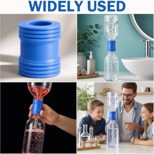 2 Pack Blue 360 Degree Spray Bottle Emptying Adapter Kit, Reusable Liquid Transfer Connector for Soap, Lotion, Shampoo, Conditioner, Universal Bottle Adapter for Kitchen and Bathroom — view 2