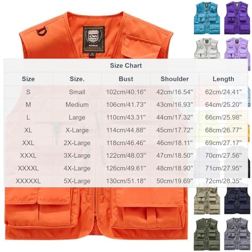 Men’s Utimen’s Utility Giletlity Gile Cargo Vests with Multi Pockets Outdoor Lightweight Travel Security Vest Plus Size Sleeveless Zip up Jackets for Tool Work Fishing Hiking — view 4