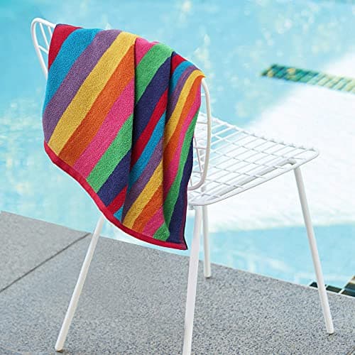 SweetNeedle Beach Towels for Adults Pack of 2 - Miami Vibe Multi Cabana Stripe Classic - 100% Cotton Terry Ringspun Pool Towel, Quick Dry, Super Absorbent Swimming large towel, 76 x 152 cm — view 5