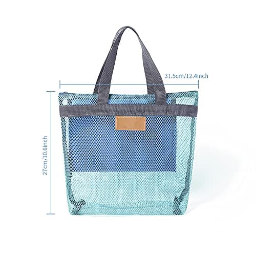 Pebipoo Mesh Shower Caddy Bag, Quick Dry Portable Tote Bag and Inner Pocket, Lightweight Bath Organizer for College Dorm Bathroom, Swimming, Gym, Beach, Travel (Blue) — view 2