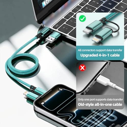 2 Pack 4 in 1 Multi Charging Cable 5FT, 60W USB C to USB C Charger Cord — view 3