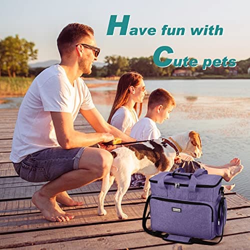 BAGLHER Dog Travel Bag, Airline Approved Pet Tote Organizer with Multi-Function Pockets, 2 X Food Storage Containers and 2 X Collapsible Dog Bowls, Perfect Weekend Pet Travel Set for Dog, Cat — view 6