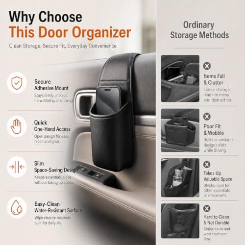 PU Leather Car Door Cup Holder，Red — view 5
