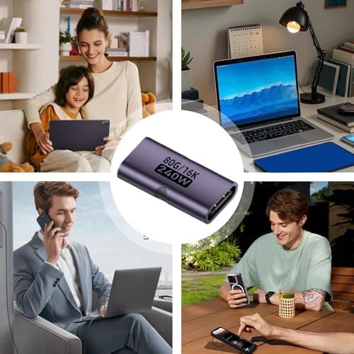 USB C Female To Female - 240w Converter Coupler, USB C Adapter, Connecter Extender For Home Conference Travel Desktop Computer Laptop Workplace Presentation — view 5