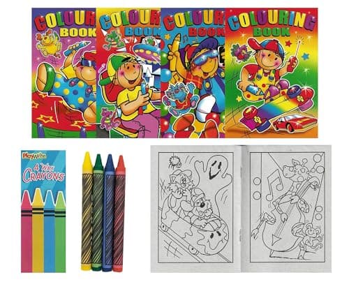ihoot Pack of 10 A6 Kids Colouring Books and 10 Packs of Crayons | Mini Colouring Books for Party Bags in Assorted Designs, Childrens Party Bag Fillers for Toddlers — view 2