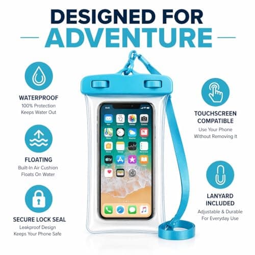 Floating Waterproof Phone Pouch IPX8, Universal Dry Bag Case for iPhone & Android, Beach Swimming Kayaking Phone Protector – Black — view 4