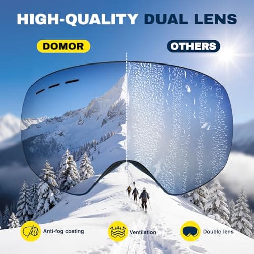 DOMOR Ski Goggles, Skiing Goggles for Men Women Youth Teen, Anti-fog UV Protection, Anti-Glare Snowboard Goggles for Skiing Snowboarding Cycling Motorcycle — view 2