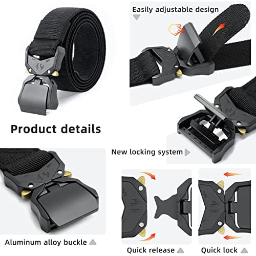 LXMY Tactical Belt,Work Belts for Men,Military Hiking Heavy Duty Belt for 1.5 Inch,Nylon Webbing Tool Belt,Gift With Quick Release Buckle — view 2