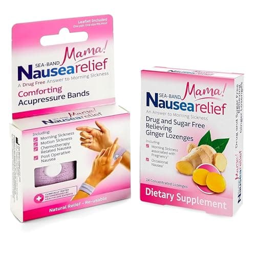 Sea-Band Mama! 1 x 24 Ginger Lozenges & 1 x Pair of Adult Lilac Wristband