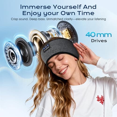 LC-dolida Sleep Headphones Headband Sleeping Headphones, Ultra Soft Bamboo Fibe Bed Headphones with HiFi Speakers Lightweight Sleep Music Headband for Travel/Meditation/Yoga/Audio books — view 3