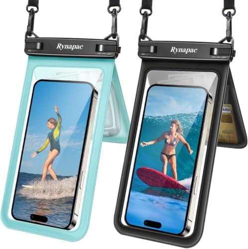 Rynapac Double Space IPX8 Waterproof Phone Pouch-2 Pack Dry Bag Up to 7.5"