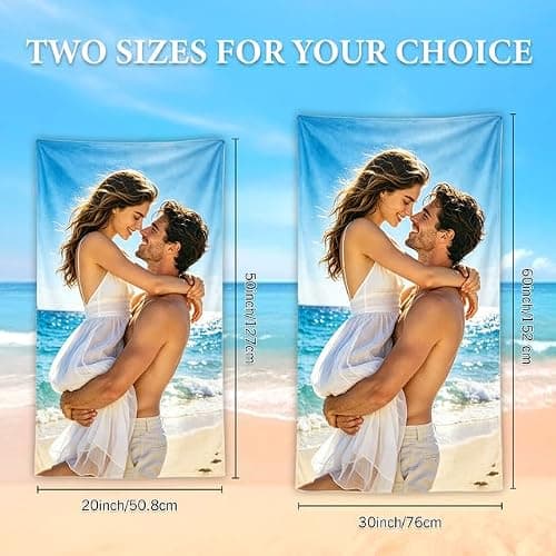 Rainsar Personalised Microfibre Beach Towel for Adults with Photo — view 3