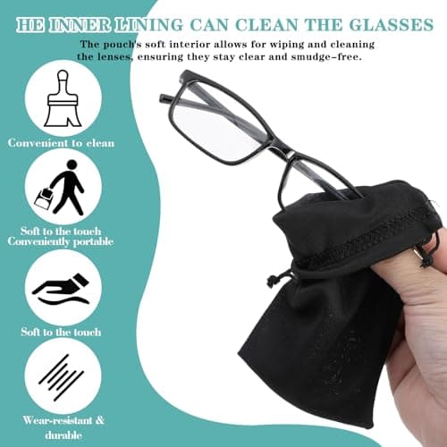Quilax 12 Pcs Soft Sunglasses Pouch with Drawstring，Microfiber Sunglasses Bag, Cell Phone Storage Pouches Bag for Travel, Home and Office Organization — view 4