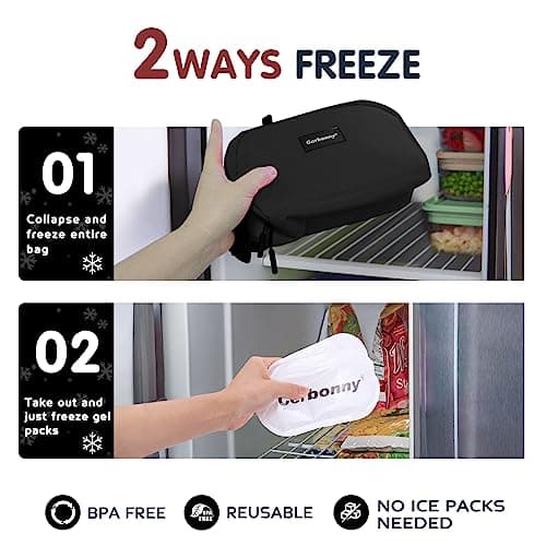 Cerbonny Small Cooler Bag, Small Lunch Bag with Ice Packs, Black — view 2