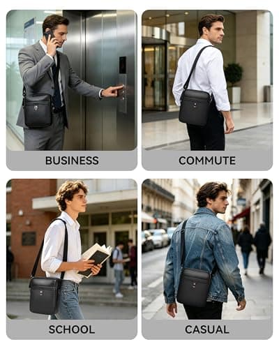 Leathario Mens Shoulder Bag, Genuine Leather Man Bags for Men — view 2