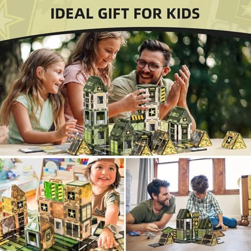 Army Toys Magnetic Tiles, Military Building Blocks Set for Kids Ages 3+ — view 6
