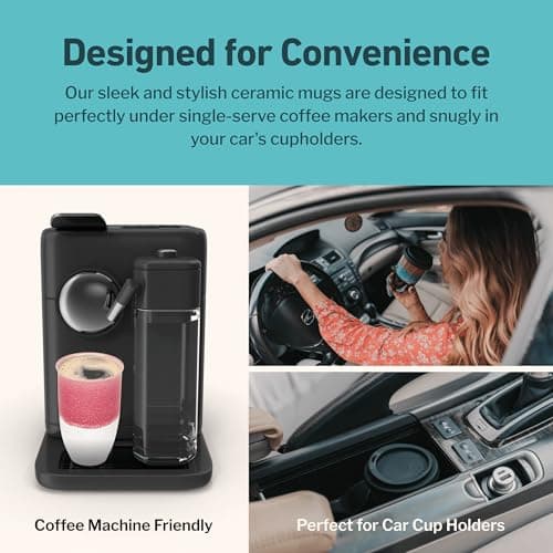 NOVA CERAMICS Travel Mugs - Ceramic Tumbler with Lid – Ceramic Travel Mug to Go Cup – Microwave & Dishwasher Safe Ceramic Coffee Tumbler - Gifts for Women Men Him Her – 355ml – Coral Pink — view 6