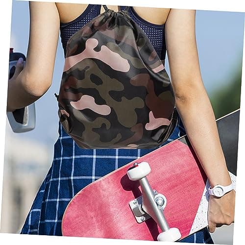 WOONEKY Camo Drawstring Backpack 2pcs Set, Gym Drawstring Shoulder Bags with Pouch, Lightweight Sports Sack for Men Women, Unisex Travel Storage Bags for Outdoor Fitness Use — view 5
