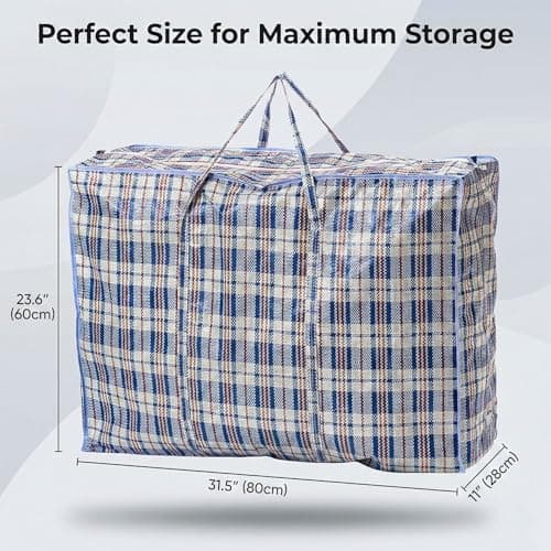 DrySmart 5 Pack Jumbo Storage Bags with Zips (80cmX60cmX28cm) – Durable, Waterproof, Reusable Laundry Bags for Clothes, Wardrobe, Laundry Organization, Moving & Home Storage — view 2
