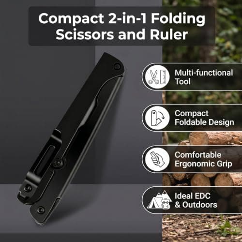 Elprico Folding Scissors with Built-in Ruler, Portable Iron Pocket Shears — view 4
