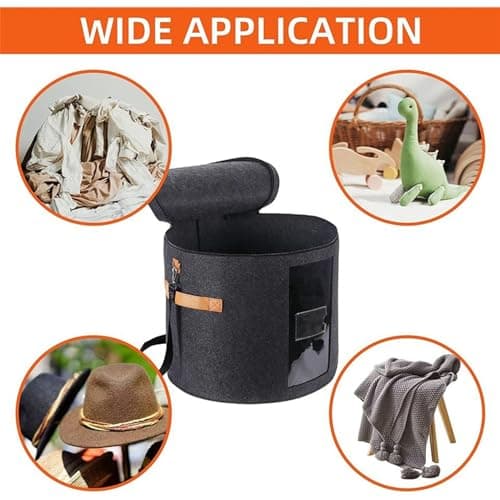 Large Hat Cover - Portable Hat Storage Box with Clear Front Dustproof Lid | Visible Hat Container for Sunhats, Hats, Fedoras, Cupboard Containers, Stackable Organiser, Travel Storage — view 5