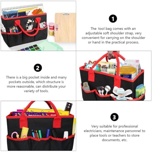 Oxford Tool Pouch Black Cloth Bag with Shoulder Strap Back to School Decor — view 3