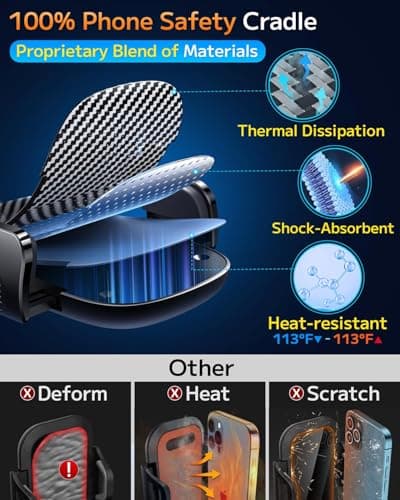 Qifutan Car Phone Holder Mount Phone Mount for Car Windshield Dashboard Air Vent Universal Hands Free Automobile Cell Phone Holder Fit for iPhone Smartphone Carbon Fiber — view 4