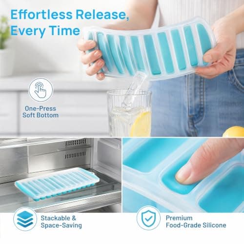 Silicone Ice Cube Tray with Lid for Water Bottles, Easy Release Long Ice Sticks Moulds, Stackable No-Spill Ice Tray for Sports Drinks, Whiskey and Cocktails — view 3