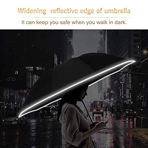 Bodyguard Inverted Umbrella Large Windproof Umbrellas for Rain Sun Travel Umbrella Compact with Reflective Stripe, Burgundy-46 IN — view 2
