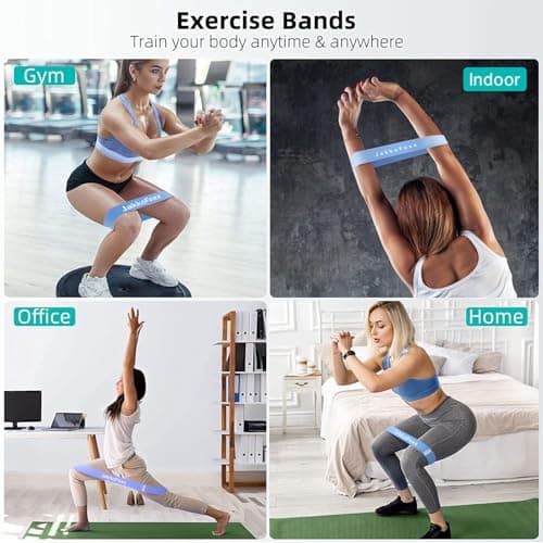 Resistance Loop Exercise Bands Exercise Bands for Home Fitness, Stretching, Strength Training, Physical Therapy,Elastic Workout Bands for Women Men Kids, Set of 5 (Blue) — view 5
