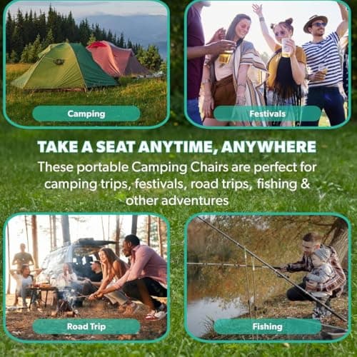 I LOVE FANCY DRESS Black Folding Camping Chairs with Cup Holder - Pack of 4 - Lightweight Outdoor Chairs with Carry Bag for Fishing, Festivals, Camping Trips, Picnics & Summer Activities — view 6