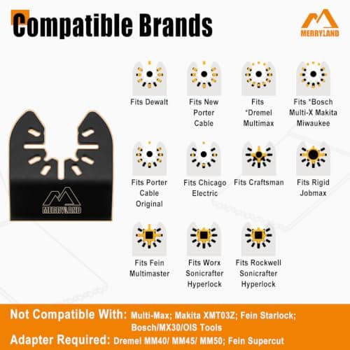 Merryland 23 Pack Titanium Oscillating Multitool Blades Mixed Quick Release — view 5