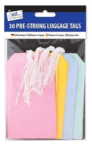 30 pcs Reinforced Manilla Strung Colourful Tags Luggage Labels (135mm x 75mm) Christmas Craft Hang String Cotton Thread and Hole for Tie, Gift