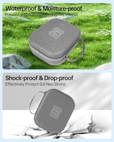 LKTOP Carrying Case for DJI Neo 1 (No RC), Portable PU Leather Storage Bag, Waterproof Hard Case Neo Travel Bag, Compatible with DJI Neo 1 Drone, Battery, Charger, Aceessories (21.8×17.5×8.5cm) — view 4