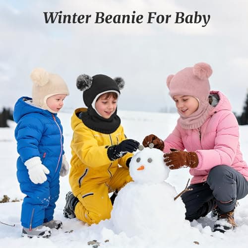 HZHSGLY Kids Winter Hat, Toddler Warm Earflap Balaclava Beanie Pink — view 5