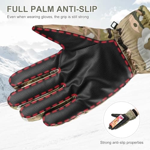 Ski Gloves Winter Gloves Waterproof Windproof Men Women Warm Cold Weather Gloves Touch Screen Finger (Camouflage) — view 3