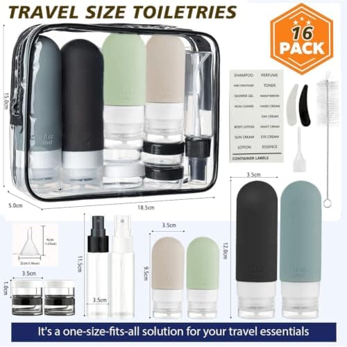 8 PCS Large Packing Cubes for Suitcases + 16 Pack Travel Bottles for Toiletries - Set of 24 - Suitcase Organiser Bags Lightweight Waterproof Luggage - Travel Essentials Refillable Travel Containers — view 3