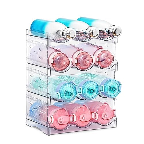 YOOTUKL Water Bottle Organizer Stackable Kitchen Pantry Organization and Storage Shelf Plastic Water Bottle Holder for Fridge Kitchen Cabinet Wine (2 Pack(6 Bottles))