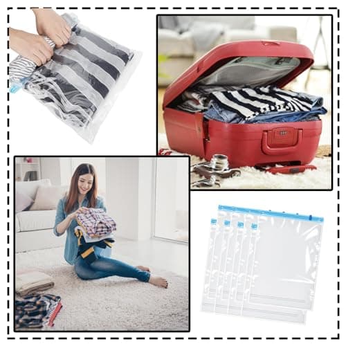 8-Pack Travel Vacuum Storage Bags - 35x50cm Medium Compression Bags for Clothes, Bedding, and Blankets with Roll-Up Design — view 6