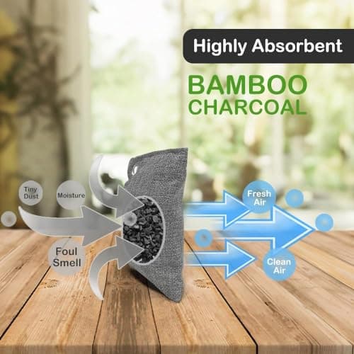 MEGAROOM Bamboo Air Purifying Bags 10 x 100g - Natural Air Freshener - Activated Charcoal Odour Absorber - Activated Charcoal Bag - Natural Car Air Freshener, Shoe Deodoriser, Home, Pet, Closet Odour — view 3